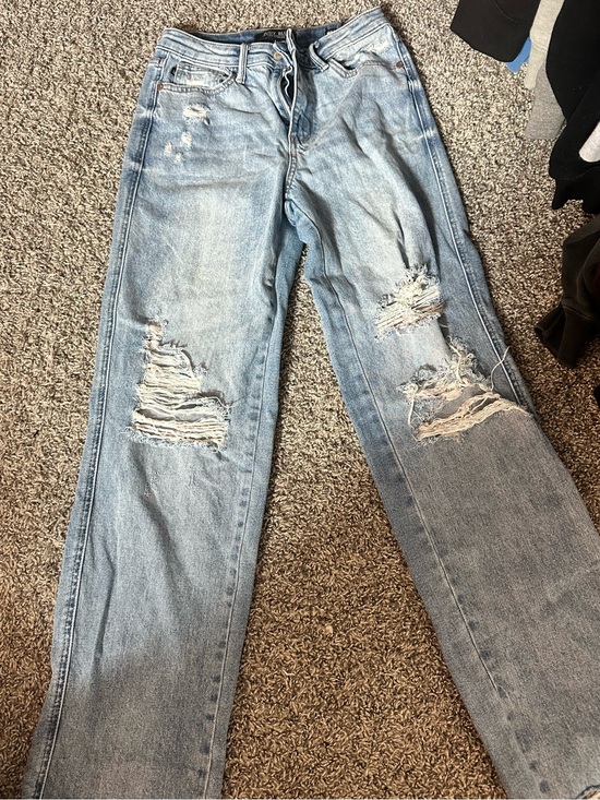 Judy Blue Denim - Judy Blue Light Blue Distressed Straight Leg Jeans